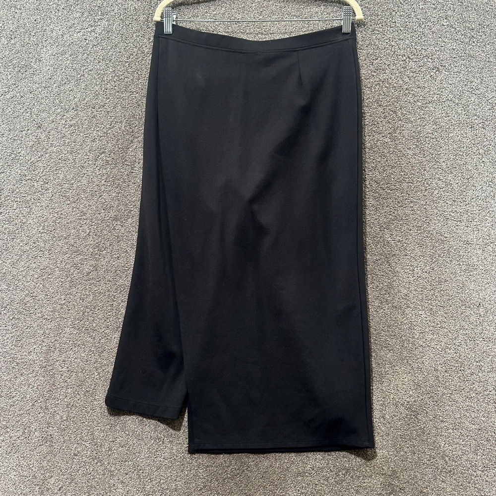 Betabrand The Sassiest Pants Midi Faux Wrap Skirt Skort Large Black Comfort - Picture 2 of 8